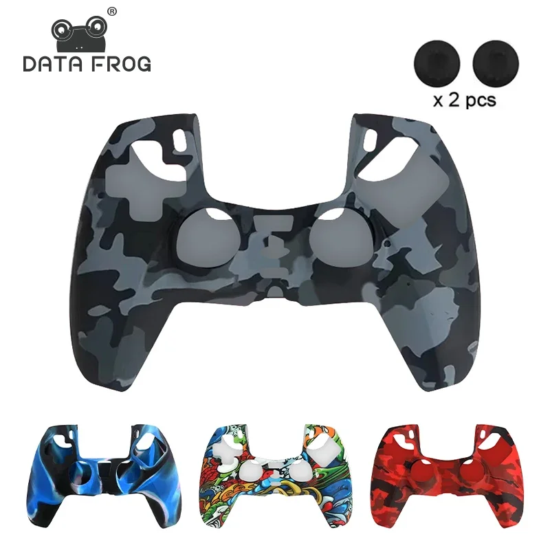 DATA FROG Camo Silikon Schutzhülle für PS5 Controller Anti-Rutsch-Griffabdeckung Gamepad-Zubehör Image
