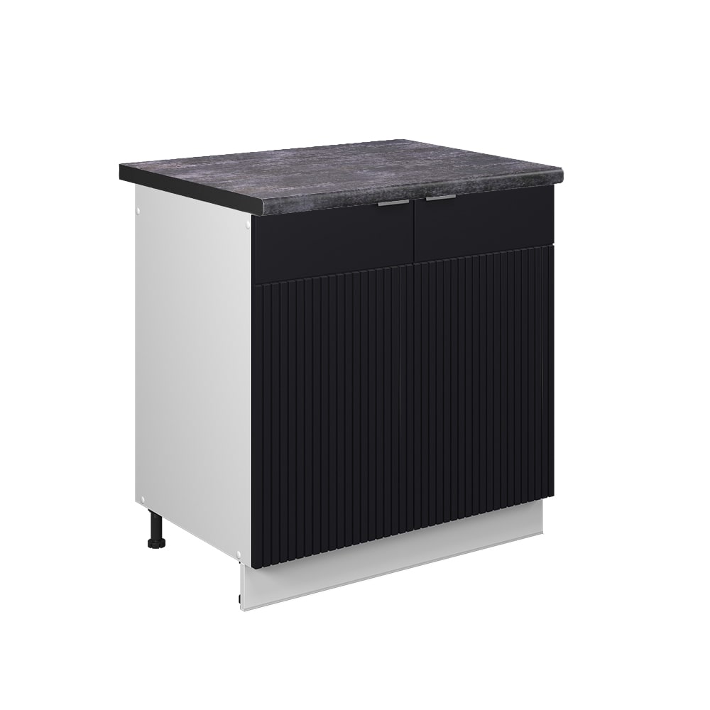 Meuble bas sous-évier PT Anthracite Noir rayé 80x82cm