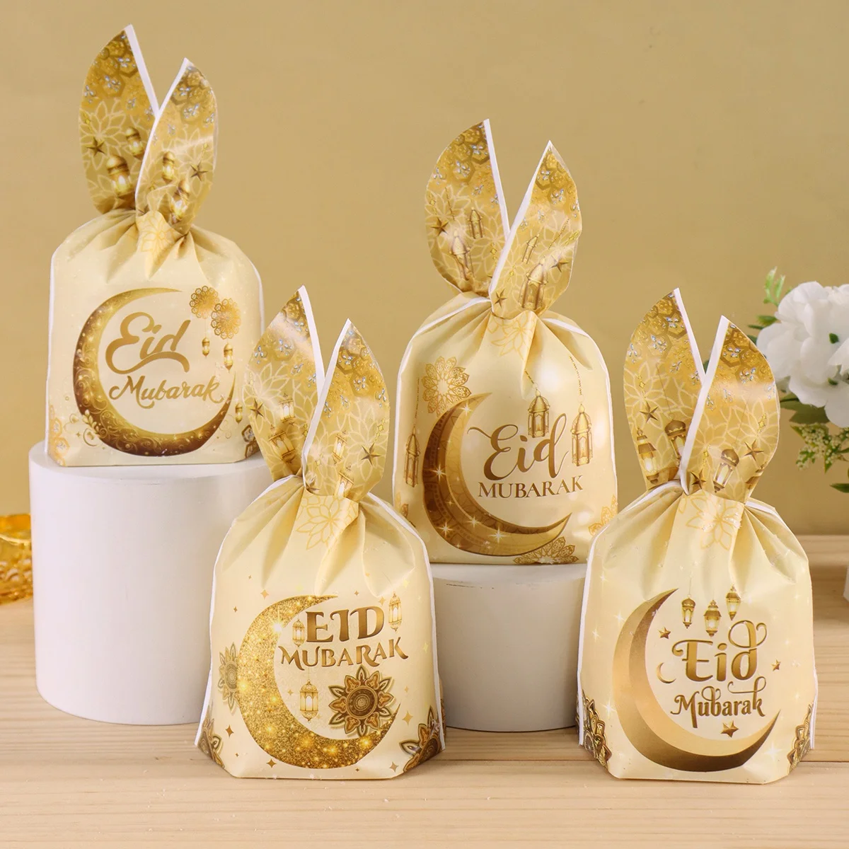 50 stücke Eid Mubarak Kaninchen Ohr Geschenk Taschen Ramadan Dekoration 2026 Ramadan Kareem Islamischen Muslimischen Eid Al-Fitr Party Verpackung taschen Image