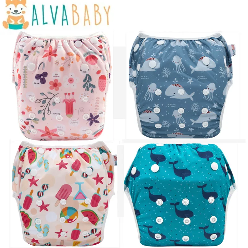 1 Stück ALVABABY Baby-Schwimmwindel, wiederverwendbare Schwimmwindel für Schwimmunterricht, verstellbarer modischer Badeanzug für Babys unter 8 Monaten Image