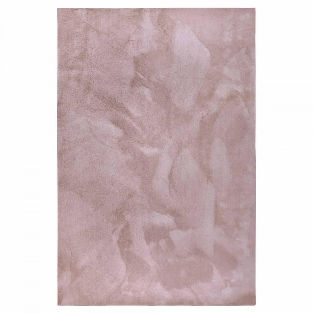 Tapis chambre 120 x 170 cm, motif faux uni, rose, beige, pliable