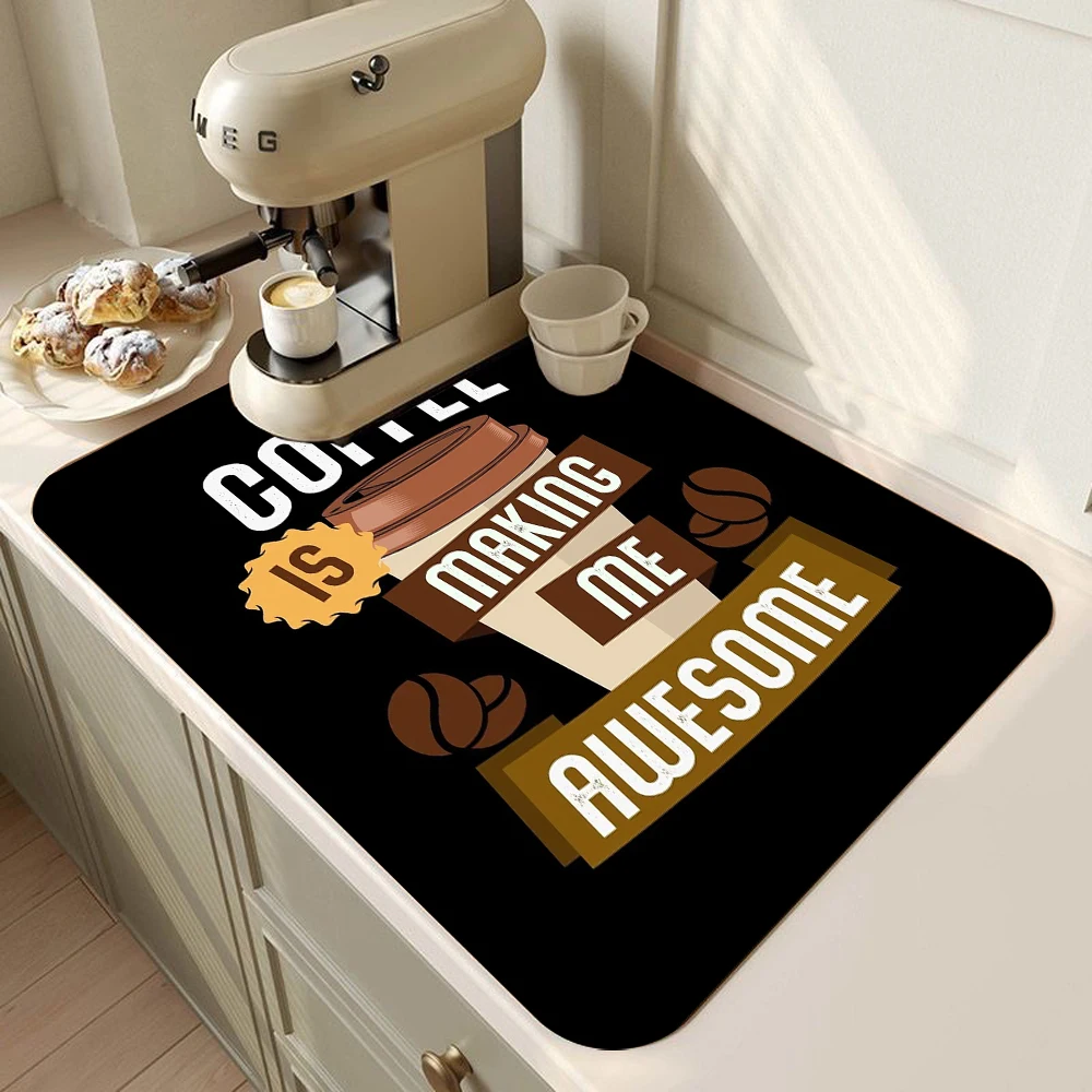 Küche Super Saugfähige Matte Kaffee Dish Ablassen Matte Trocknen Matte Schnell Trocknend Bad Ablauf Pad Küche Wasserhahn Tischset Image