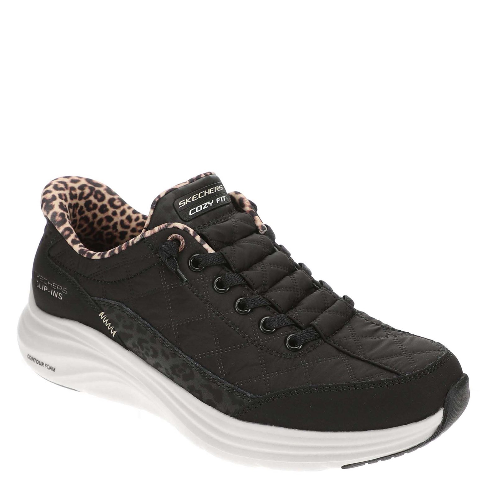 Skechers Sport Slip-ins: Contour Foam-Leopard Dream - Womens 11 Black Sneaker Medium