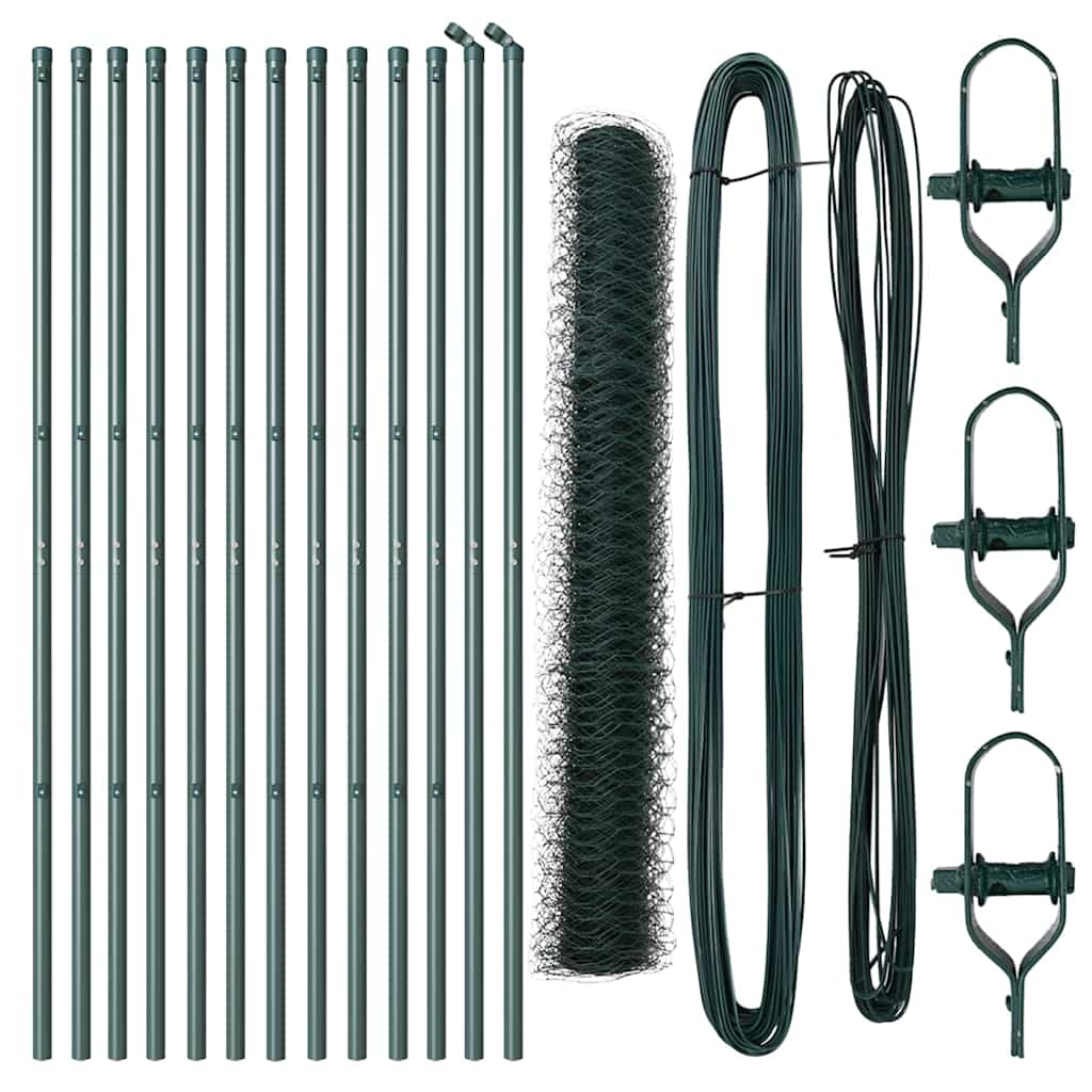 vidaXL Zaunpfosten Grün 25 x 1,4 m (36 mm Maschen) Stahl und PVC Image