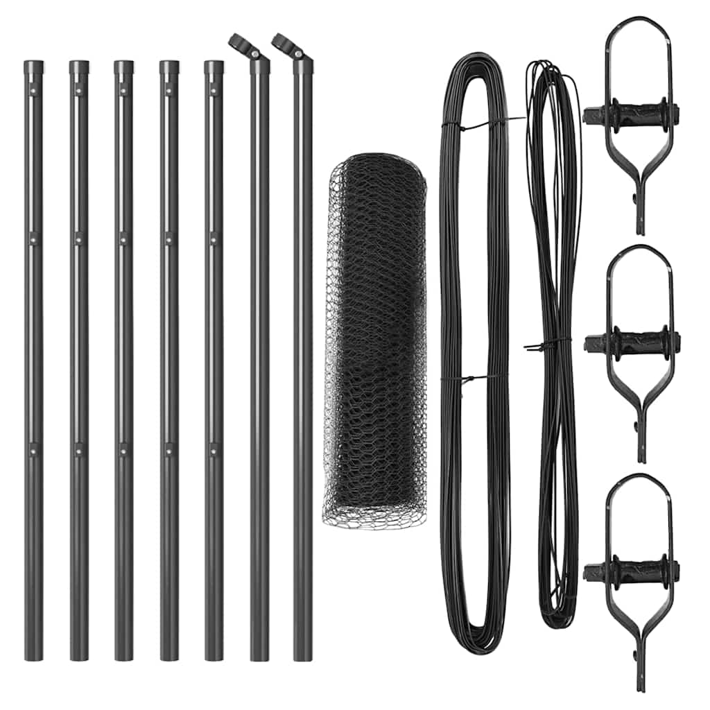 vidaXL Zaunpfosten Grau 10 x 0,4 m (25 mm Netz) Stahl und PVC Image