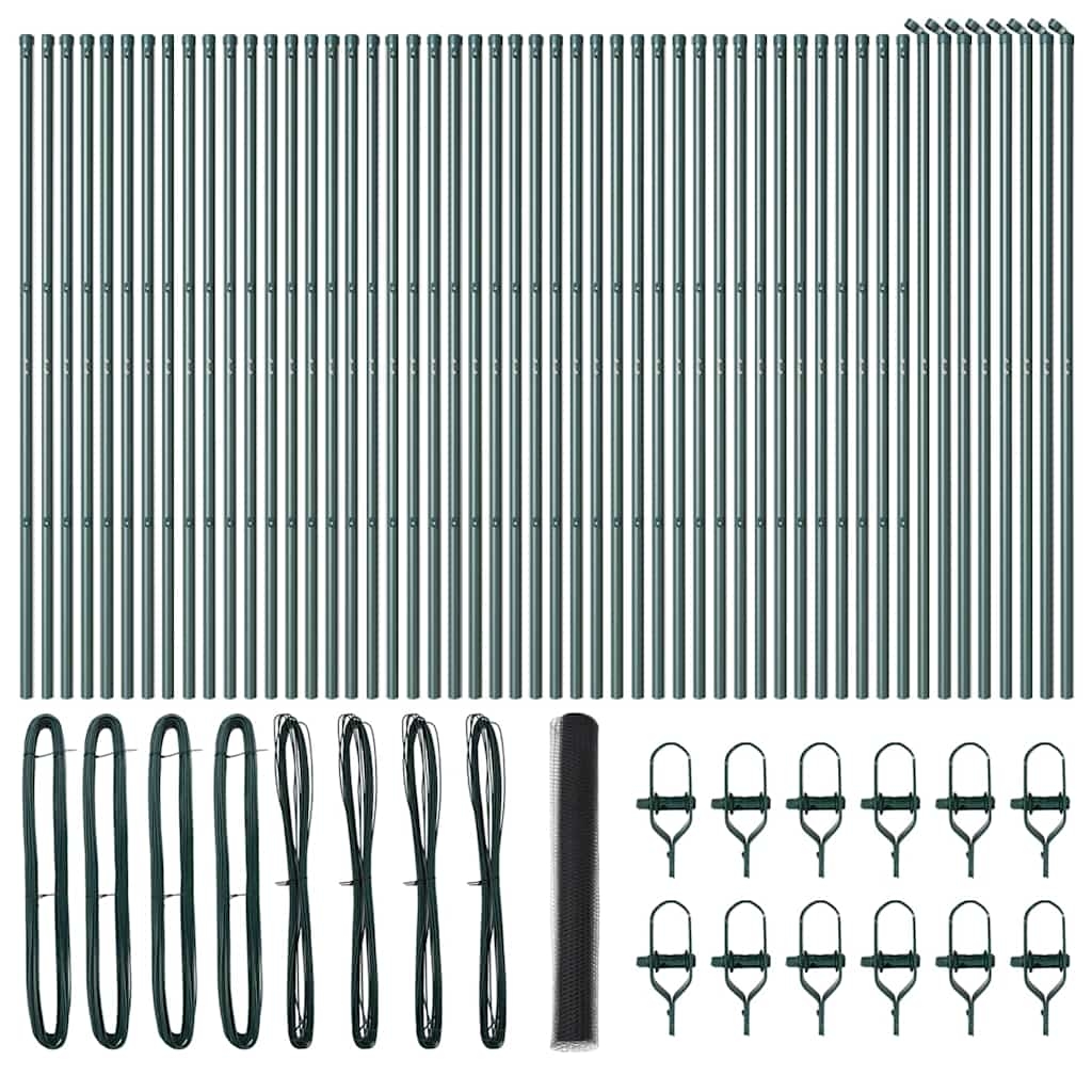 vidaXL Zaunpfosten Grau 100 x 1 m (50 mm Maschenweite) Stahl und PVC Image