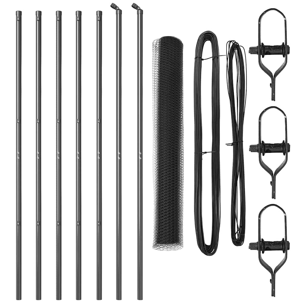 vidaXL Zaunpfosten Grau 10 x 1,4 m (13 mm Maschen) Stahl und PVC Image