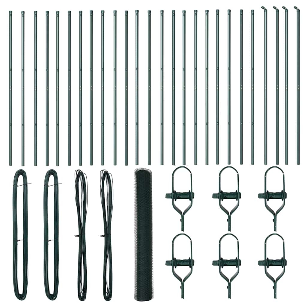 vidaXL Zaunpfosten Grün 50 x 1,2 m (13 mm Gitter) Stahl und PVC Image