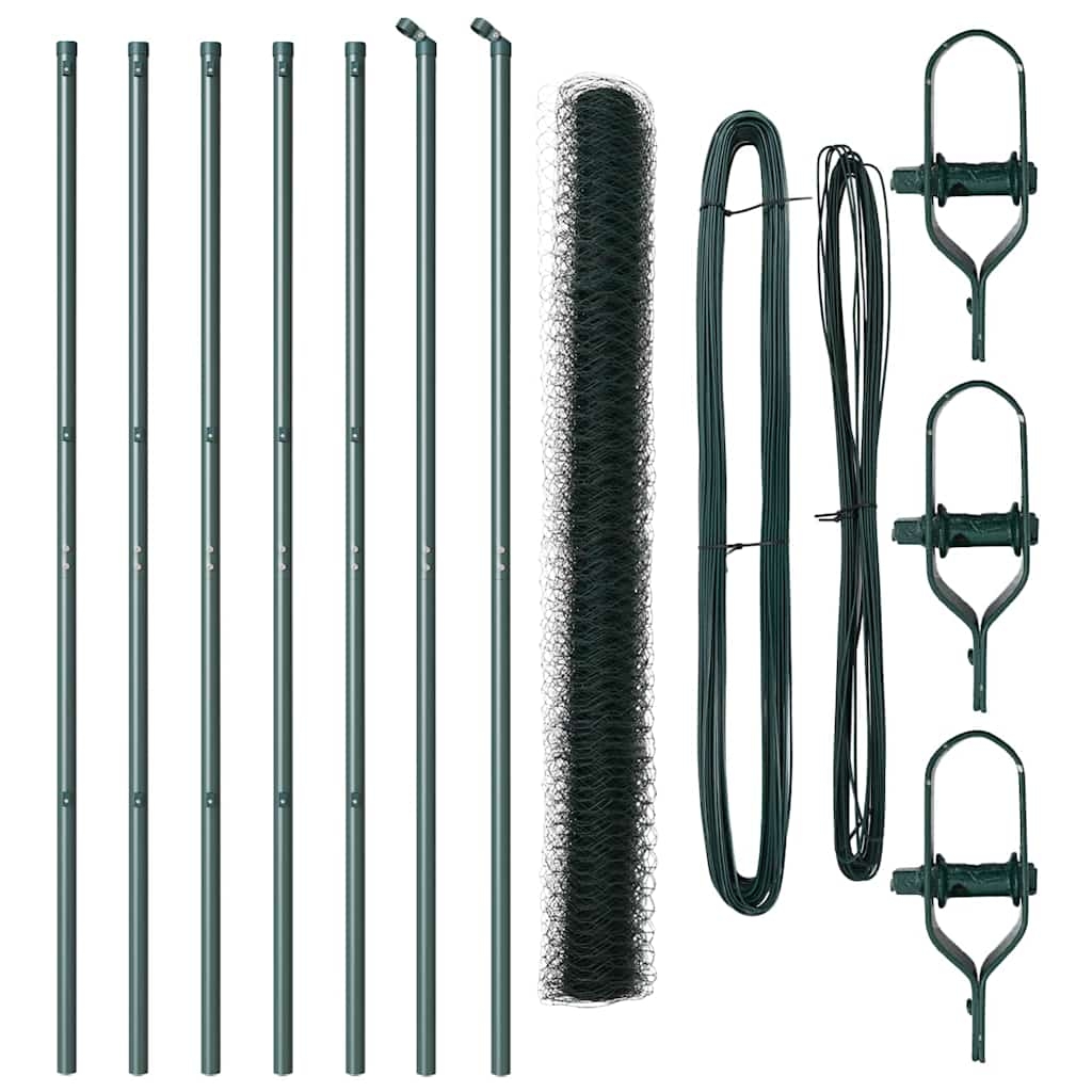 vidaXL Zaunpfosten Grün 10 x 1,5 m (50 mm Maschenweite) Stahl und PVC Image