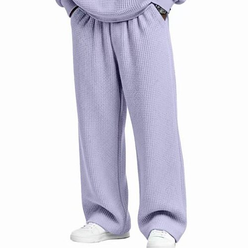 Homme Pantalons Pantalon décontracté Pantalon gaufré Cordon de serrage Avec Poches Taille Élastique Uni Confort Doux Occasionnel Quotidien Extérieur Vacances Mode Blanche Noir Micro-Élastique