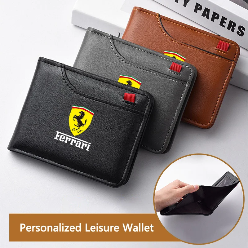 Portefeuille en cuir pour permis de conduire de voiture, porte-cartes de crédit, accessoire pour Ferrari SJ Team 458 488 599 612 FF F12 Superfast/Competizione