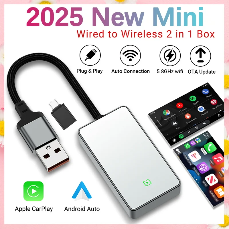 Drahtlose Carplay Android Auto Adapter USB Bluetooth Wifi Plug & Play Neue 2In1 Dongle Für Audi Benz Volvo VW Toyota skoda Sitz Image