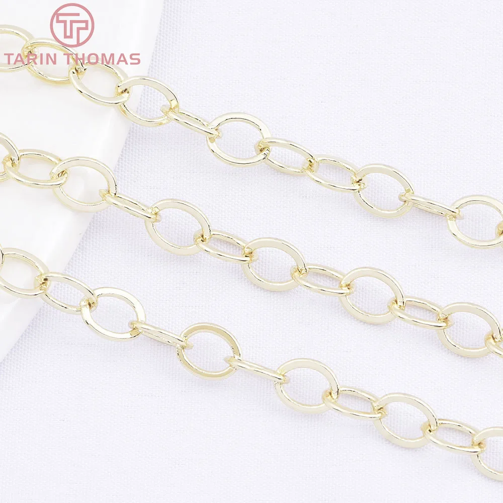 (4251)1 Meter Kettenglieder 5x6MM 14K Goldfarben Messingketten für Halsketten und Armbänder Hochwertige DIY-Schmuckzubehörteile Image