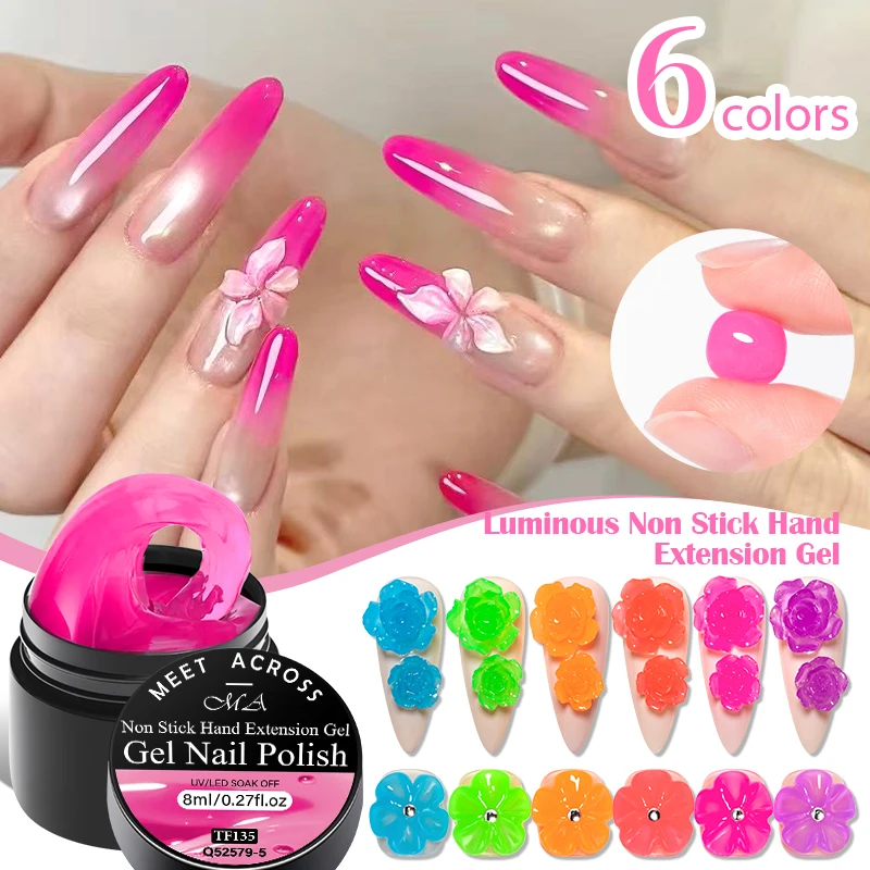 Leuchtender, antihaftbeschichteter Handverlängerungs-Gel-Nagellack, 3D-Formung/Bildhauerei/Schnitzerei, UV/LED-Gel, fluoreszierendes Neonfarben-Gelee, hartes Gel Image