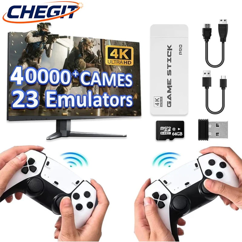 4K TV Game Stick M15 Video Game Console Built-in 3/40000 Games 64G Handheld Game Player Wireless Controller Retro Gamepad