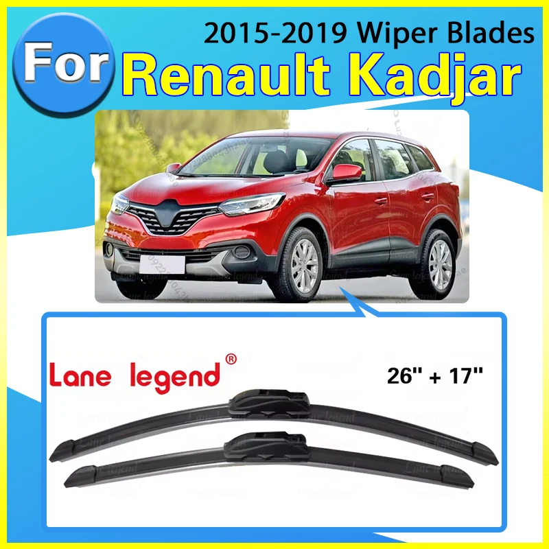 Für Renault Kadjar 2015-2019 2016 2017 2018 Wischer Vorne und Hinten Wischerblätter Windschutzscheibe Windschutz Fenster Bürsten 26 "+ 17" Image