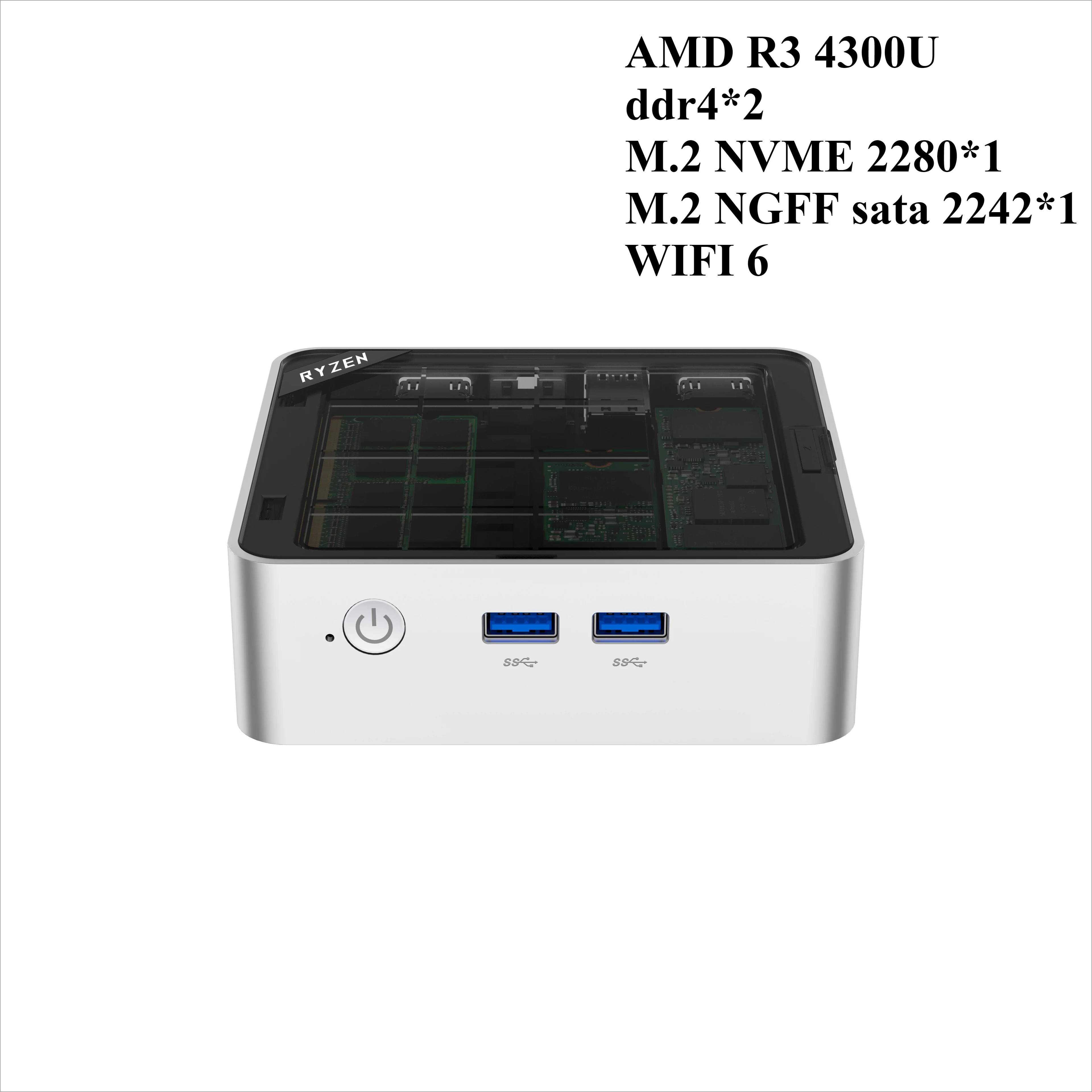 JB03 Mini Computer AMD Ryzen 3 4300U WIFI 6 DDR4 M2 SSD Ultra Slim PC