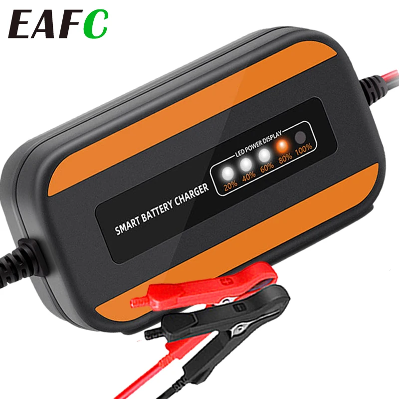 EAFC 12 V 3 AFully Automatisches Autobatterieladegerät LCD-Display Ladegerät Batteriebetreuer Nass-Trocken-Blei-Säure-Motorrad-Ladegerät Image