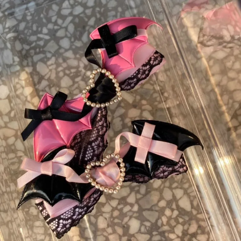 Mode Haarspangen LOLITA Kopfbedeckung Spitze Schleife Flügel Rand Clip Süße Mädchen Haarspange Süßer Stil Haarschmuck Set Rosa Haarspange Image