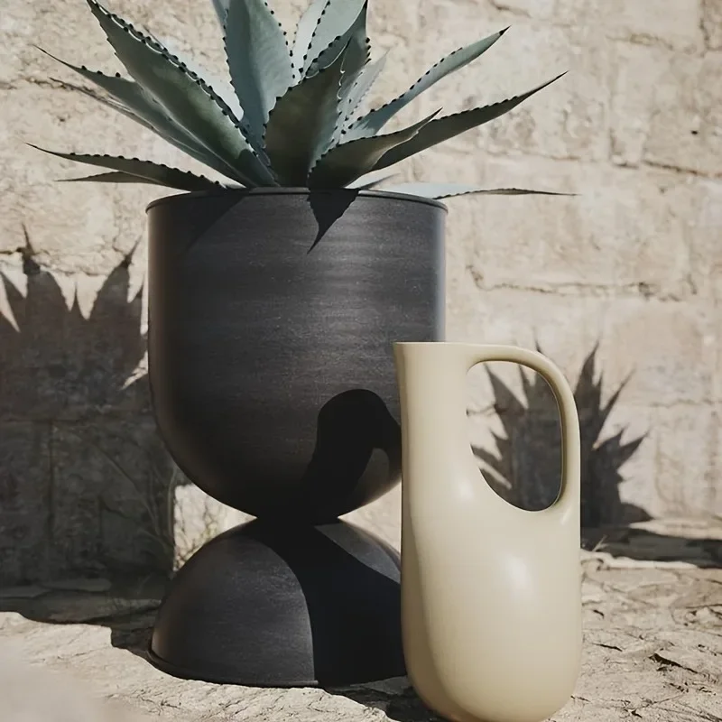 Eisenkunst-Pflanzgefäß für Villa im Freien und Garten, rostbeständig, unregelmäßige Form, bodenmontiert, schwarz, 2-Wege-Design Image