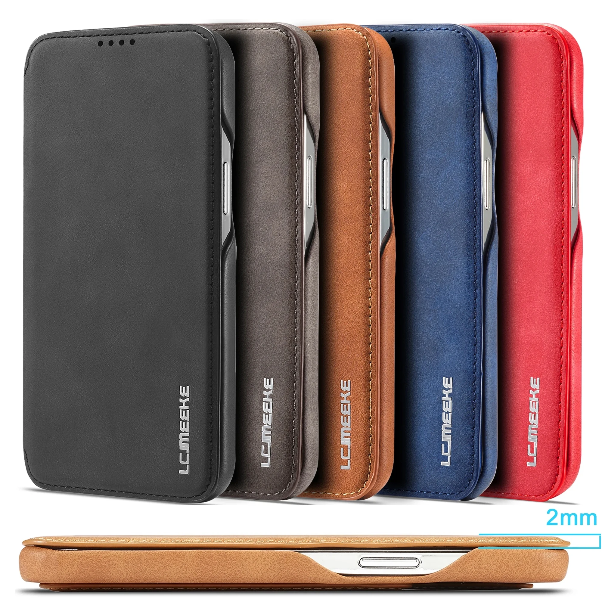 Custodia per telefono a portafoglio in pelle per iPhone 17 16 Pro Max Air 14 15 13 12 Mini 11 Pro XS Max XR 8 7 Plus SE Slot per schede Borsa per libri