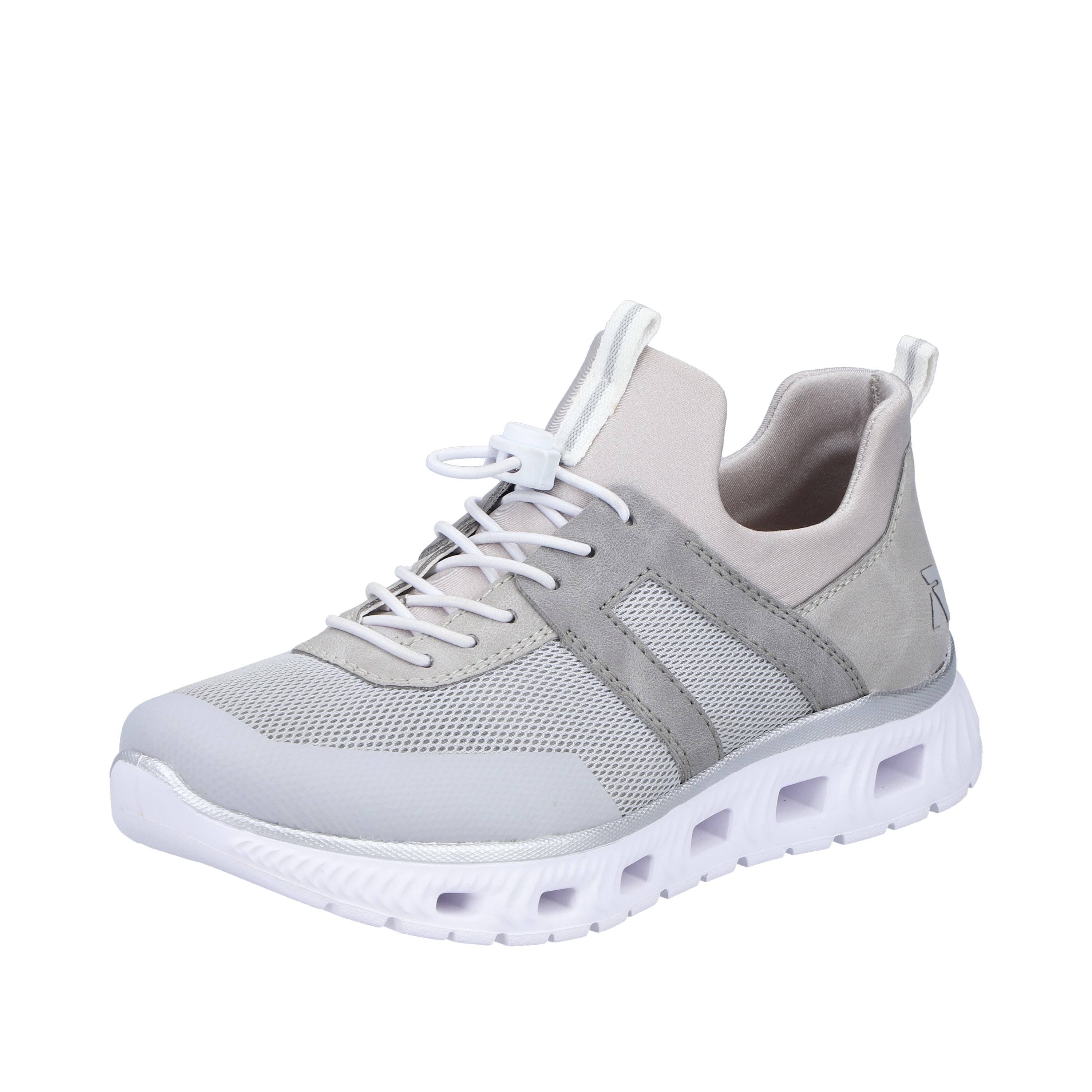 Slip-On Sneaker RIEKER SPORT, Damen, Gr. 40, hellgrau, creme, Lederimitat, Textil, Schuhe Sneaker, Sportschuh, Halbschuh, Freizeitschuh in veganer Verarbeitung