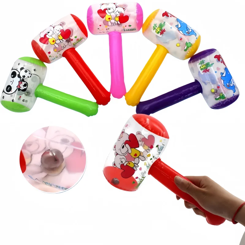 5Pcs Zufällig Aufblasbare Hammer Spielzeug mit Glocke Nette Cartoon Schlag Party Liefert Aufblasbare Spielzeug Schwimmen Pool Baby Spielzeug Kinder spielzeug