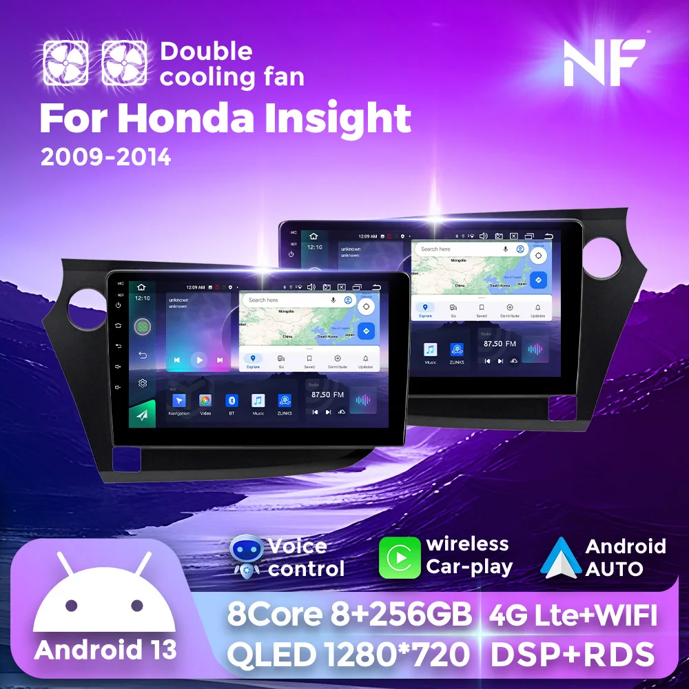 Android 13 Autoradio 8G+256G 8Core Für Honda Insight 2 2009 - 2014 Navigation GPS Multimedia Video Spieler Drahtloses Carplay WiFi Image