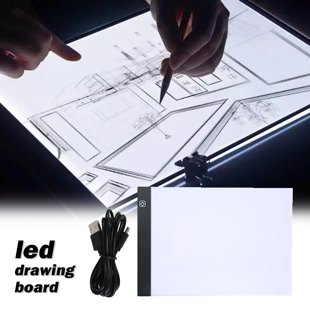 A4 LED Licht Box Tracer USB Aufladbare LED Artcraft Tracing Grafik Tablet Malerei Licht Pad Einstellbare Helligkeit Zeichnung Image