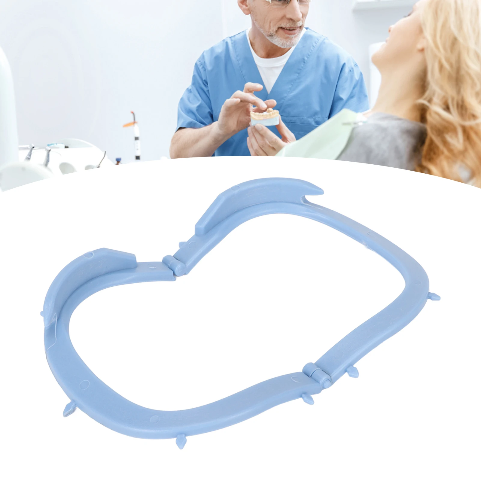 Kofferdam-Halter, Kofferdam-Blätter, Rahmen, zusammenklappbar, wiederverwendbar, Mundpflege-Werkzeug, Zubehör, Dental-Dam-Halter, Blau Image