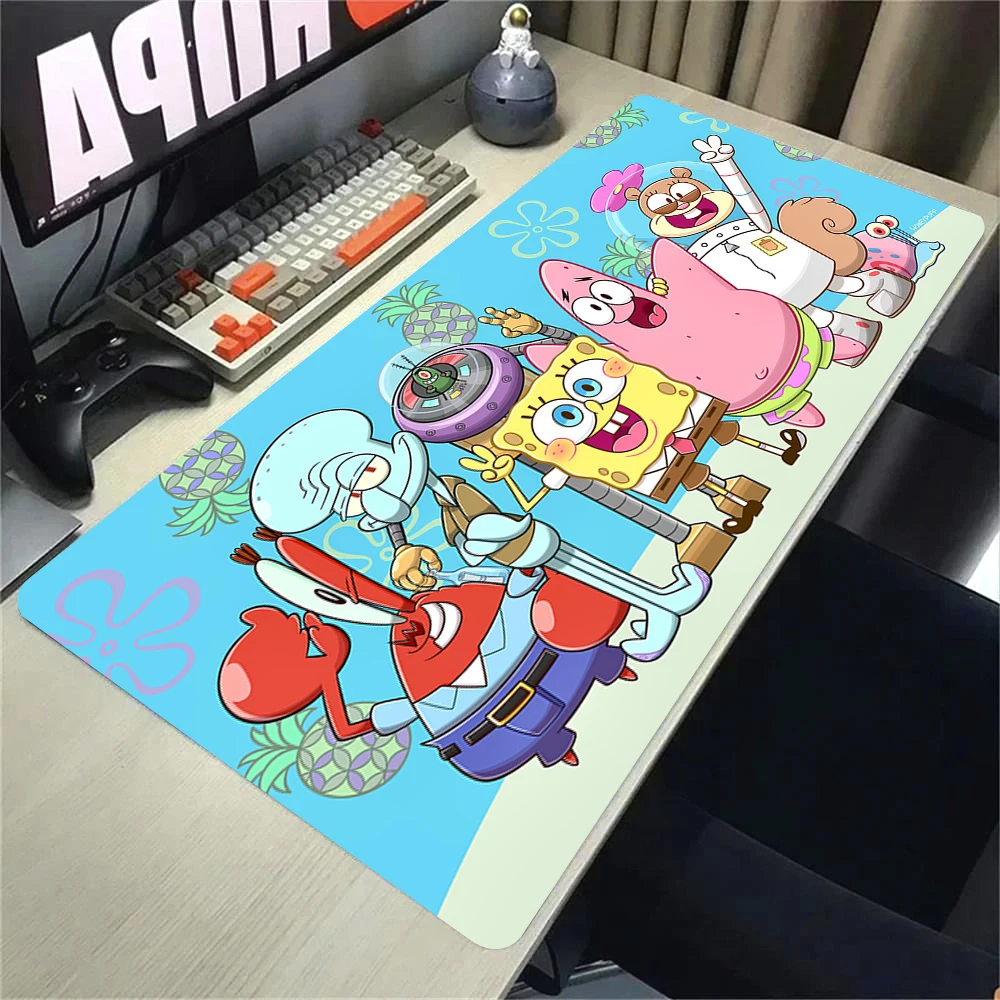 ‌ Anime S-SpongeBob Schwammkopf Teclado Mauspad 900 x 400 mm Kawaii Schreibtischunterlage Pc Gamer Gaming Zubehör Computer Büros Mauspad Image