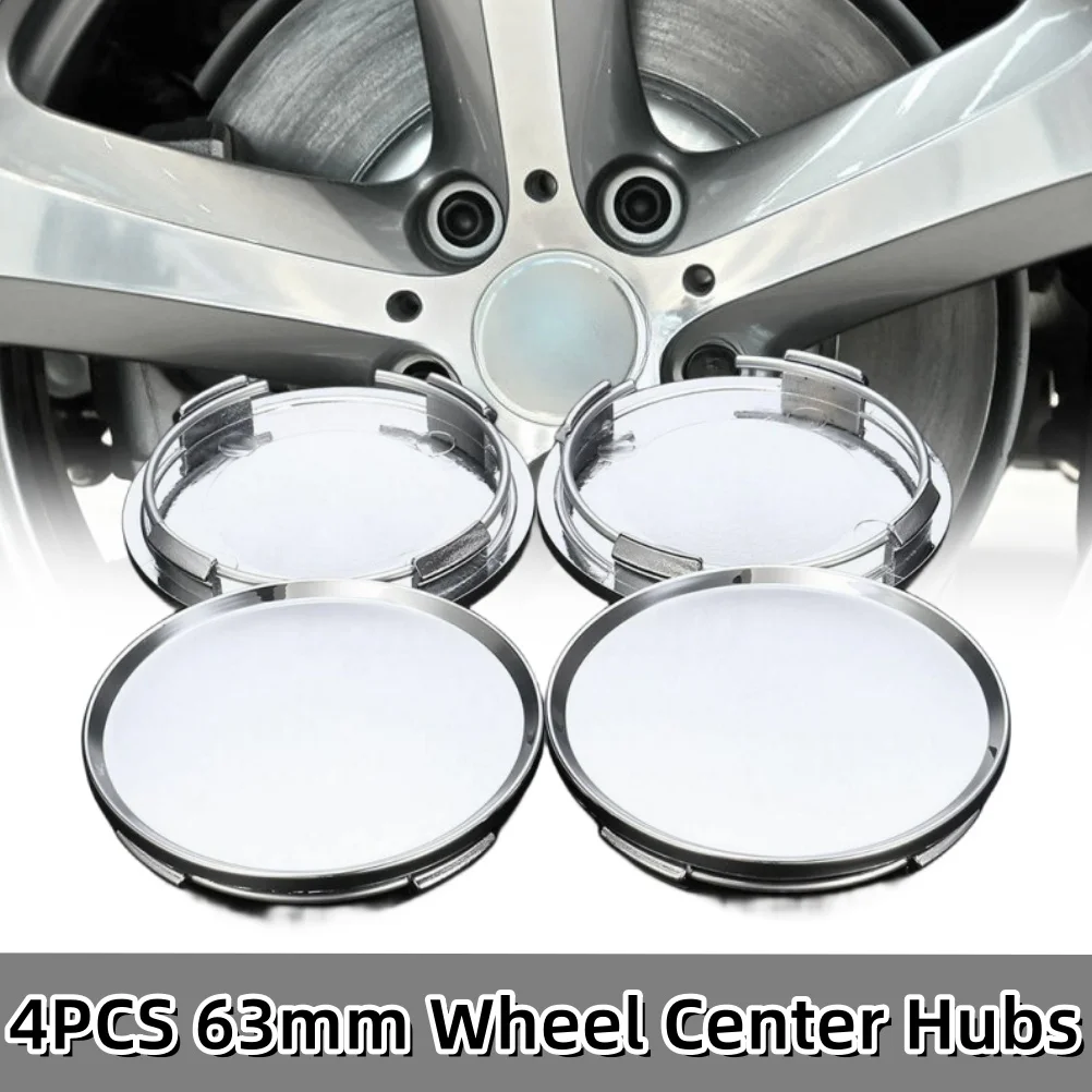 4 pz 63mm No Logo universale in plastica ABS tappo centrale ruota Auto coprimozzo cromato argento Auto cerchione coprimozzo parte di ricambio Auto