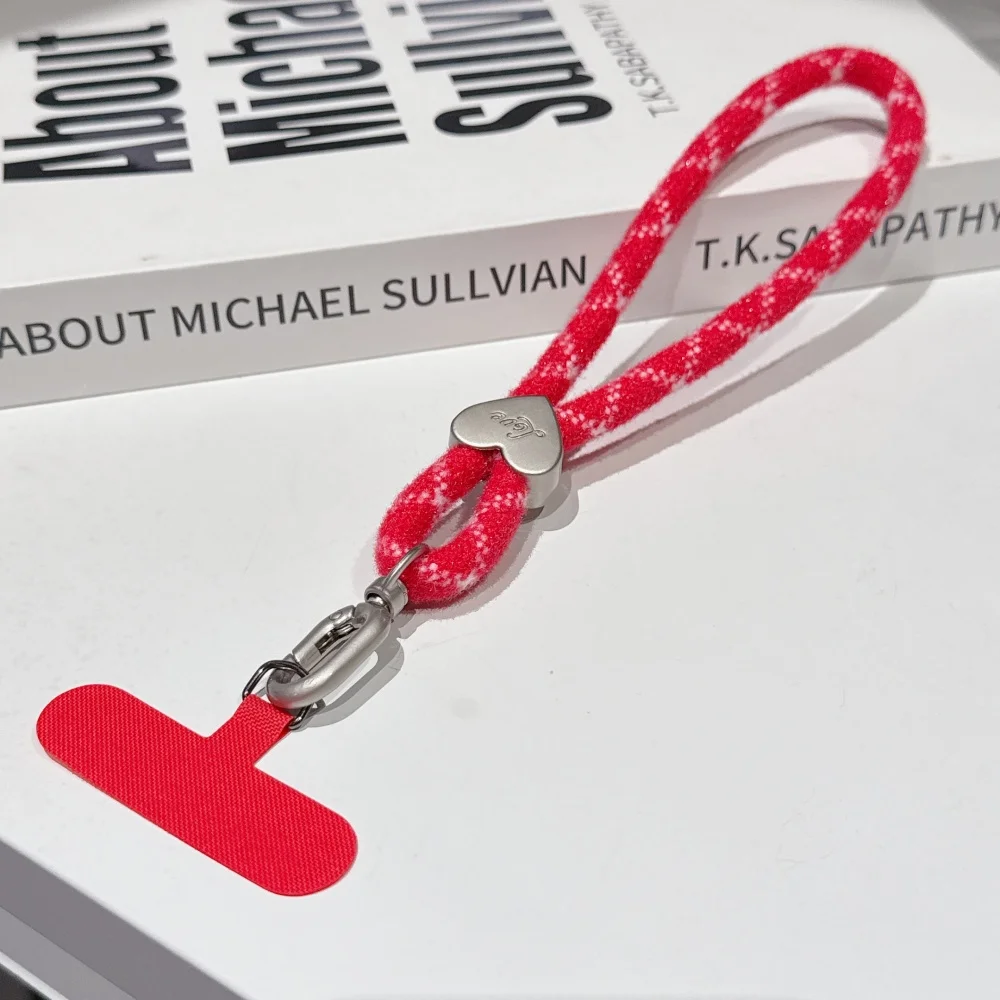[Longsheng] Ins-Stil, kurze Farbe, geflochtene Plüsch-Handyhülle, Lanyard, universeller Schlüsselanhänger, CCD, geflochtene Kamera, Anyard-Armband Image