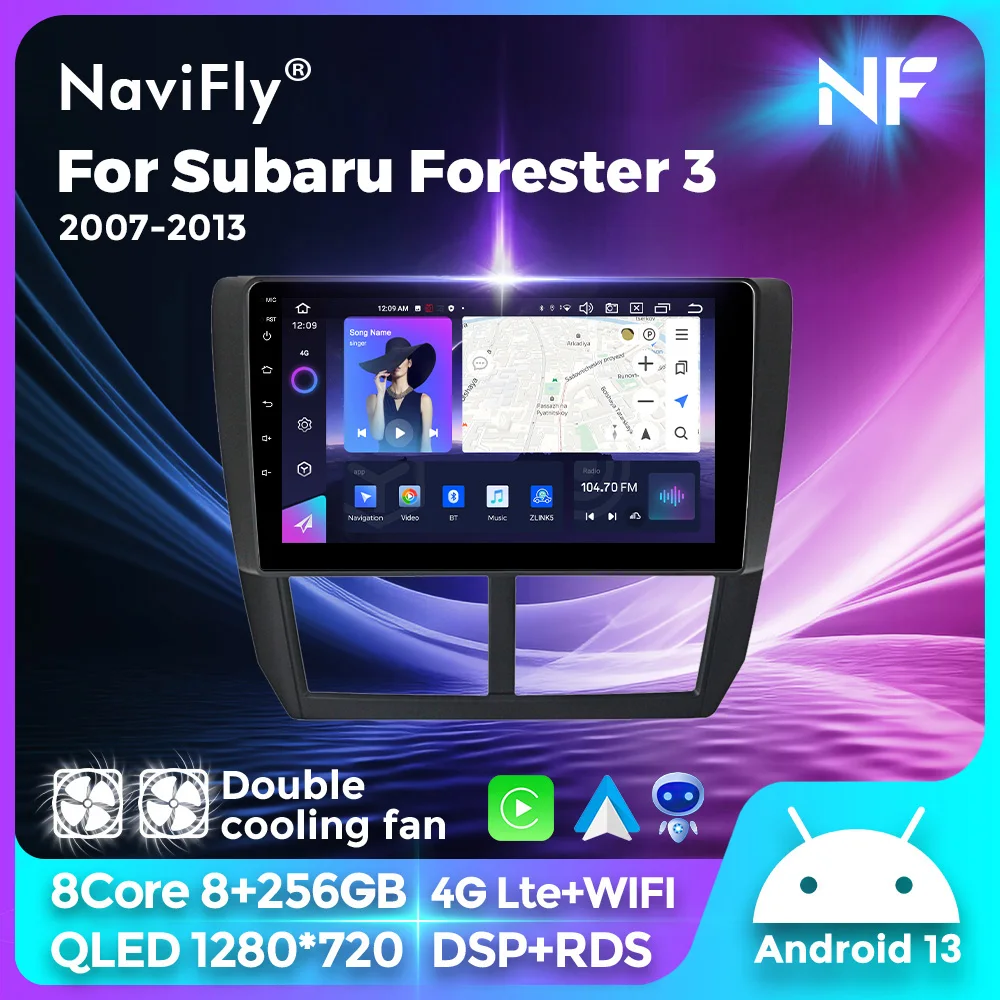NaviFly 2Din Head Unit Android 13 Carplay Auto WIFI Für Subaru Forester 3 SH 2007-2013 Für Impreza GH GE Auto Radio Stereo Player Image