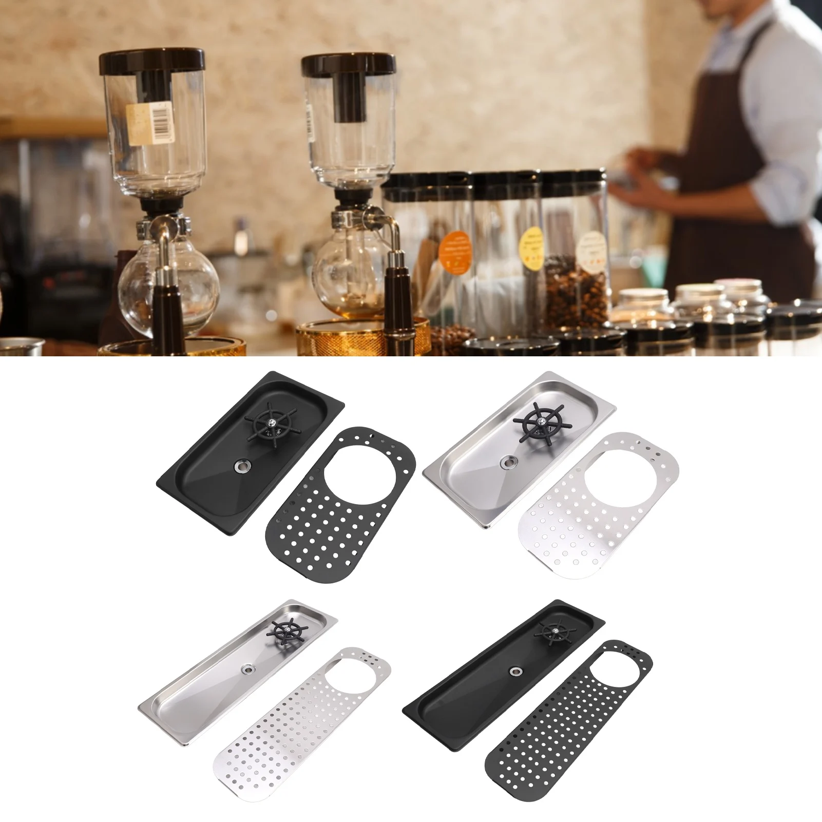 Krugspüler, eingebetteter Glasspüler aus Edelstahl 304, Tassenscheibe, einfach zu installieren, spart mit Schlauch für Café Image