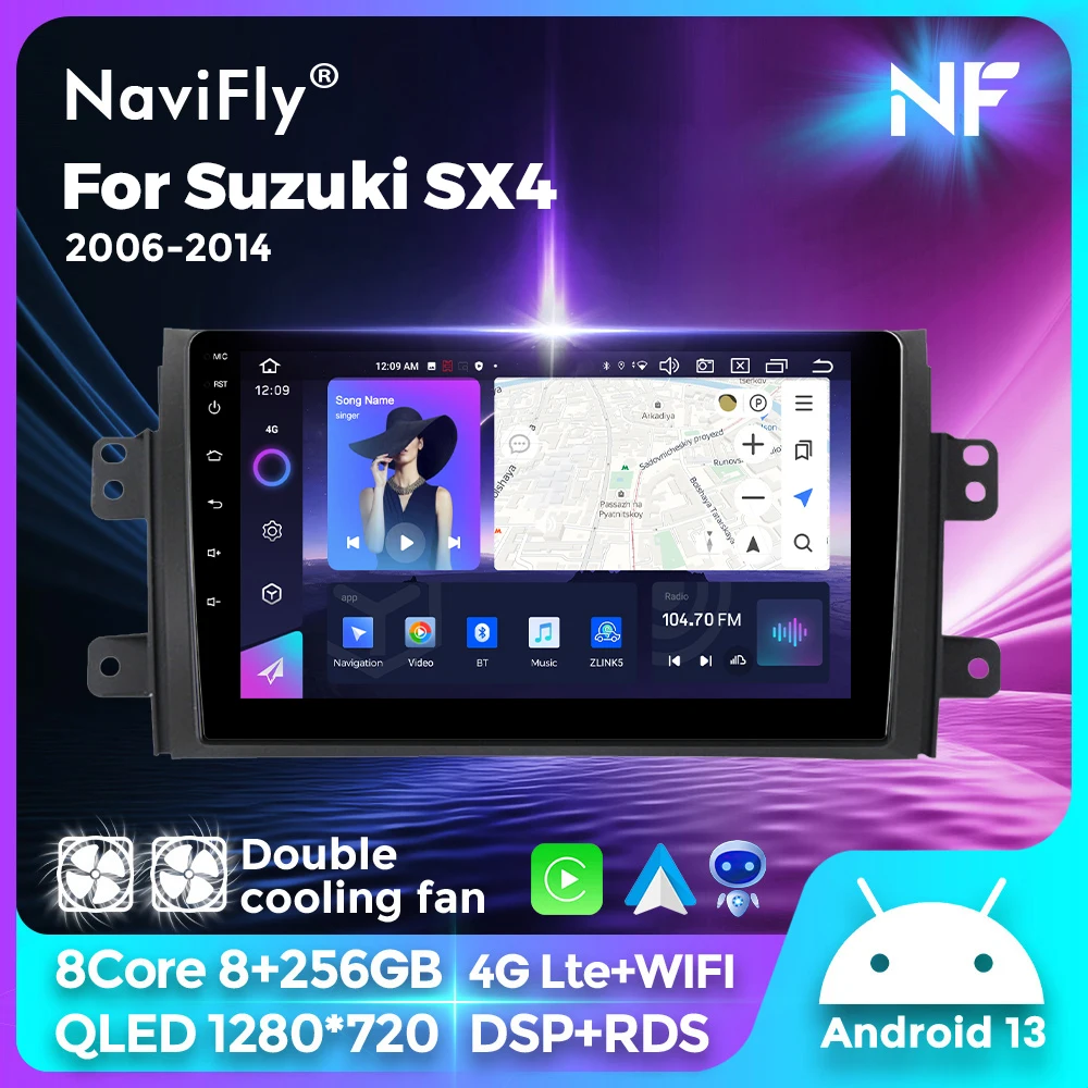 Navifly 9 "2k dsp carplay android auto intelligente systeme für suzuki sx4 2010-2016 fiat sedici 2013-2018 bt gps 2 din autoradio Image