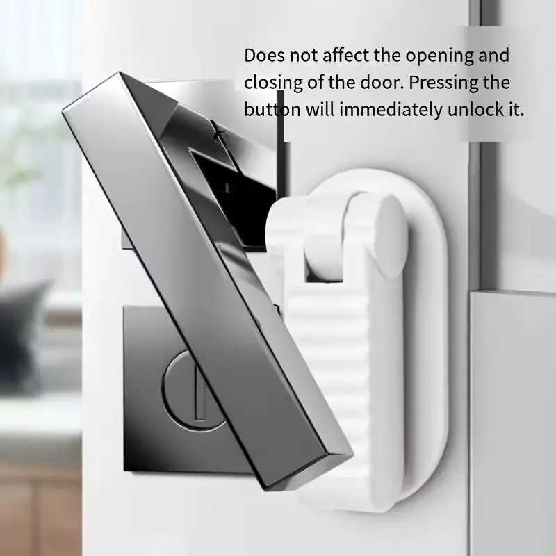 Türhebelschloss Universal Anti-offener Griff Kind Baby Sicherheitsschlösser Stanzfreies Multifunktions-Sicherheitsschloss mit versteckter Knopfschnalle Image