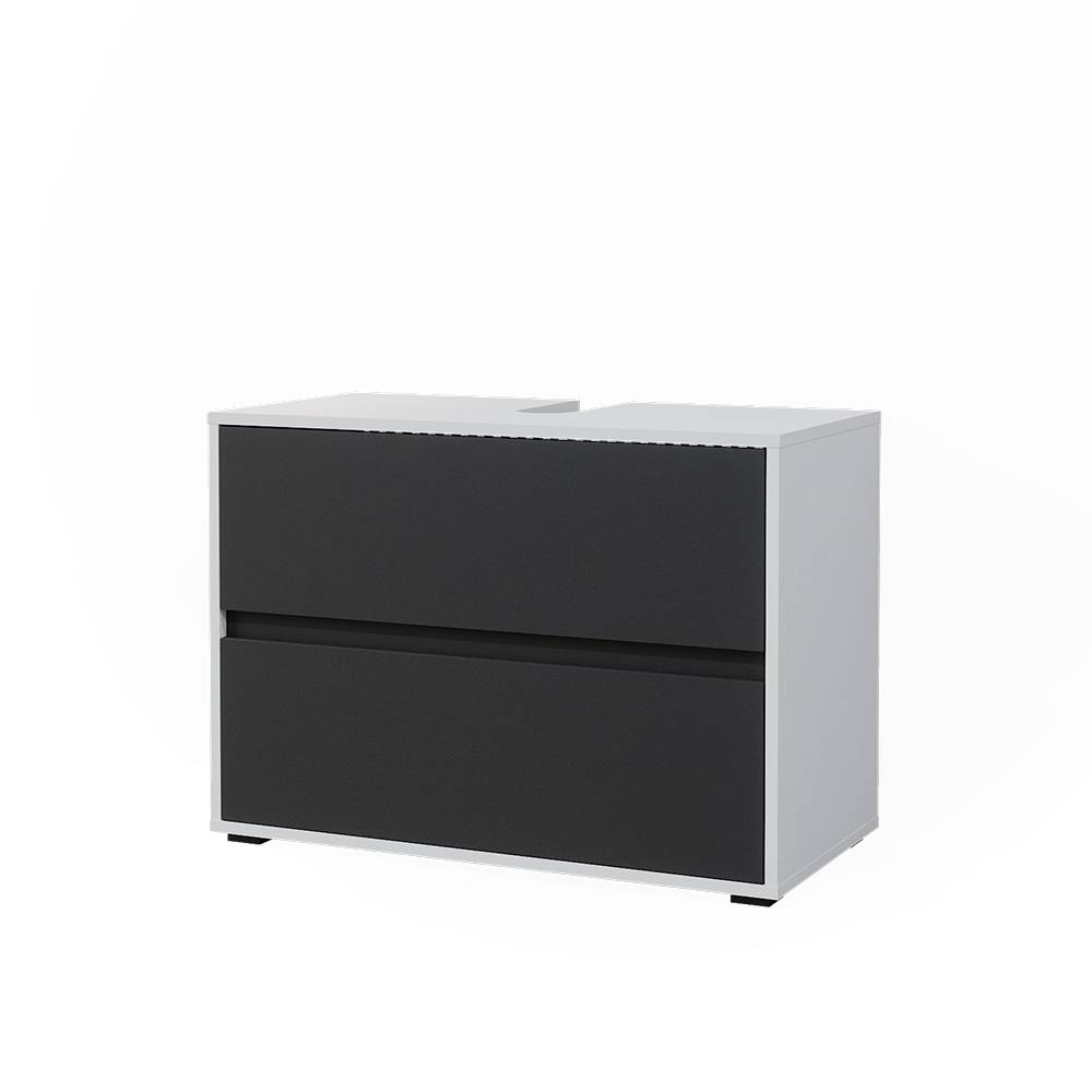 Meuble sous vasque simple avec deux grands tiroirs blanc 80,2x58,2cm