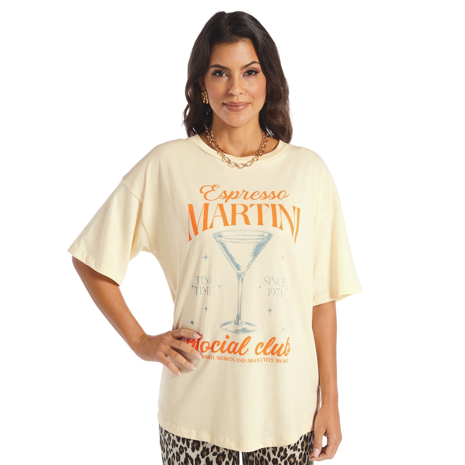 Masseys Vintage Crewneck Tee (Size 1X) Espresso Martini/Cream, Cotton