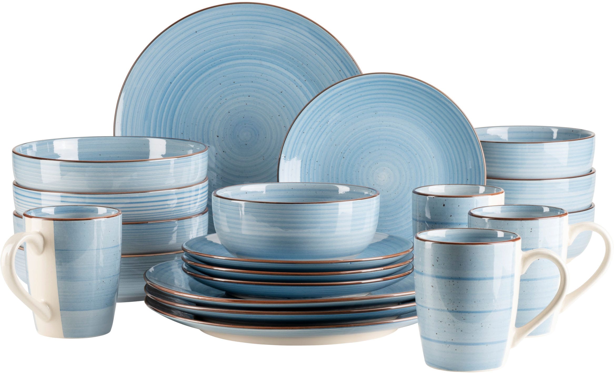 Kombiservice MÄSER "VALMERA, Geschirr Set, Steinzeug", hellblau, 20 Stk., Steinzeug, Geschirr-Sets, Kombiservice Image