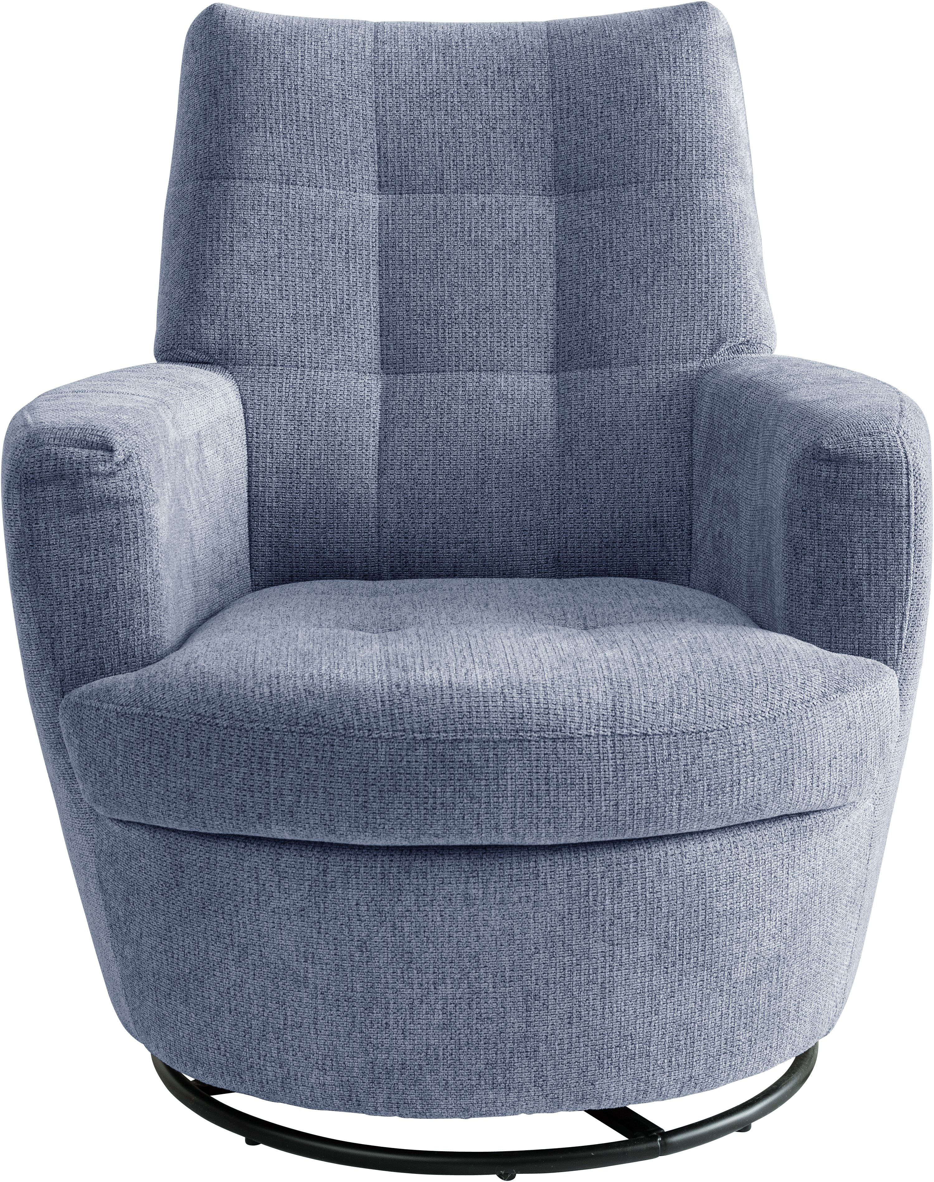 Drehsessel ALINA "Yuri", blau (taubenblau gfs 16), B:80cm H:93cm T:92cm, Chenille GFS (100% Polyester), Sessel, Drehsessel, mit Dreh und Wippfunktion, passend zu Hocker Yuri