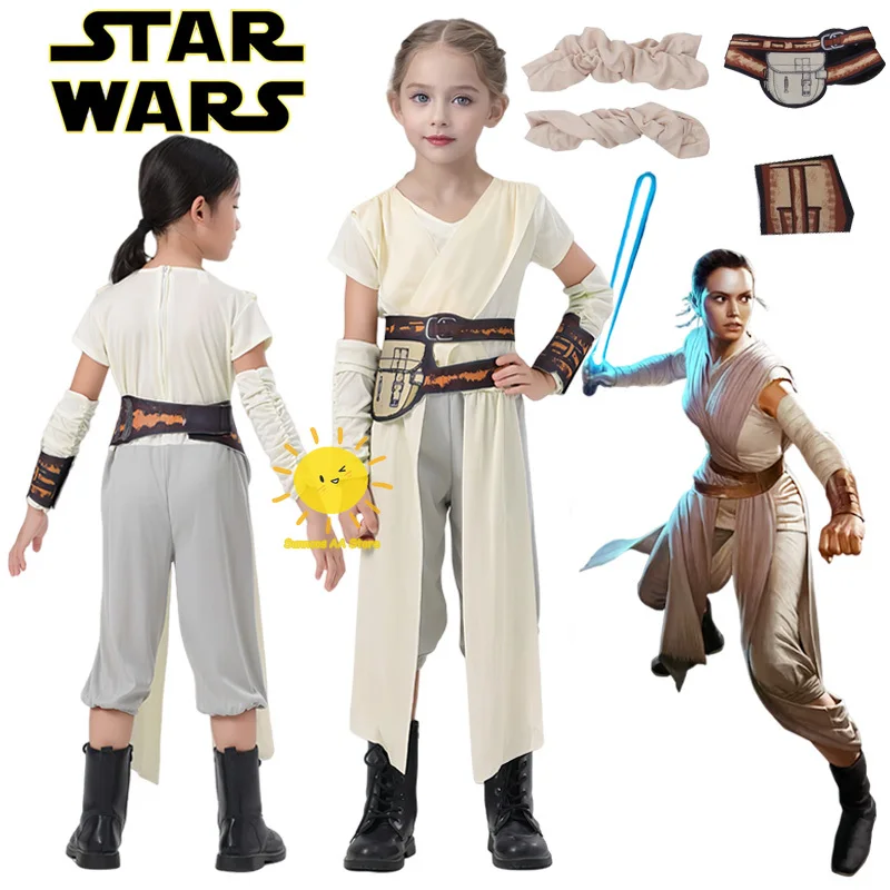 BEAST KINGDOM Film Rey Cosplay Star Wars The Force Awakens Cosplay Kostüme Overall Manschette Rey Anzüge Halloween Cos Erwachsene Frauen Image
