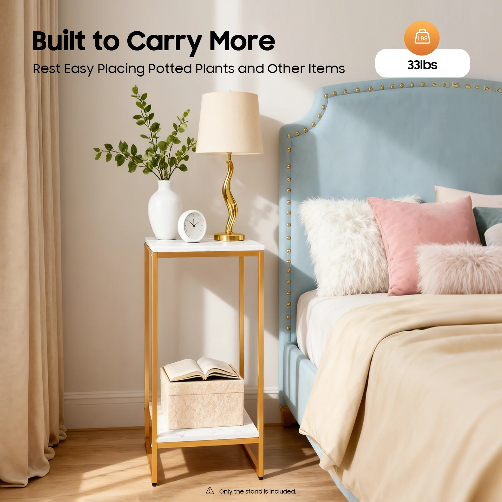 2-stufiger Blumenständer, Pflanzenständer, rechteckig, 30,2 x 30,2 x 75 cm, für Wohnzimmer, Schlafzimmer, Balkon, Bürodekoration Image