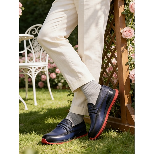 Marineblaue Herren-Oxfordschuhe aus Leder – klassische Schnürschuhe mit strapazierfähiger Sohle, ideal für Hochzeiten, Geschäftstreffen und formelle Anlässe. Image