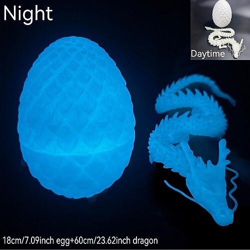 Großer, 3D-gedruckter Drache mit Osterei, beweglicher Drache als Deko für Zuhause, Schreibtisch-Haustier, Weihnachts- oder Geburtstagsgeschenk Image