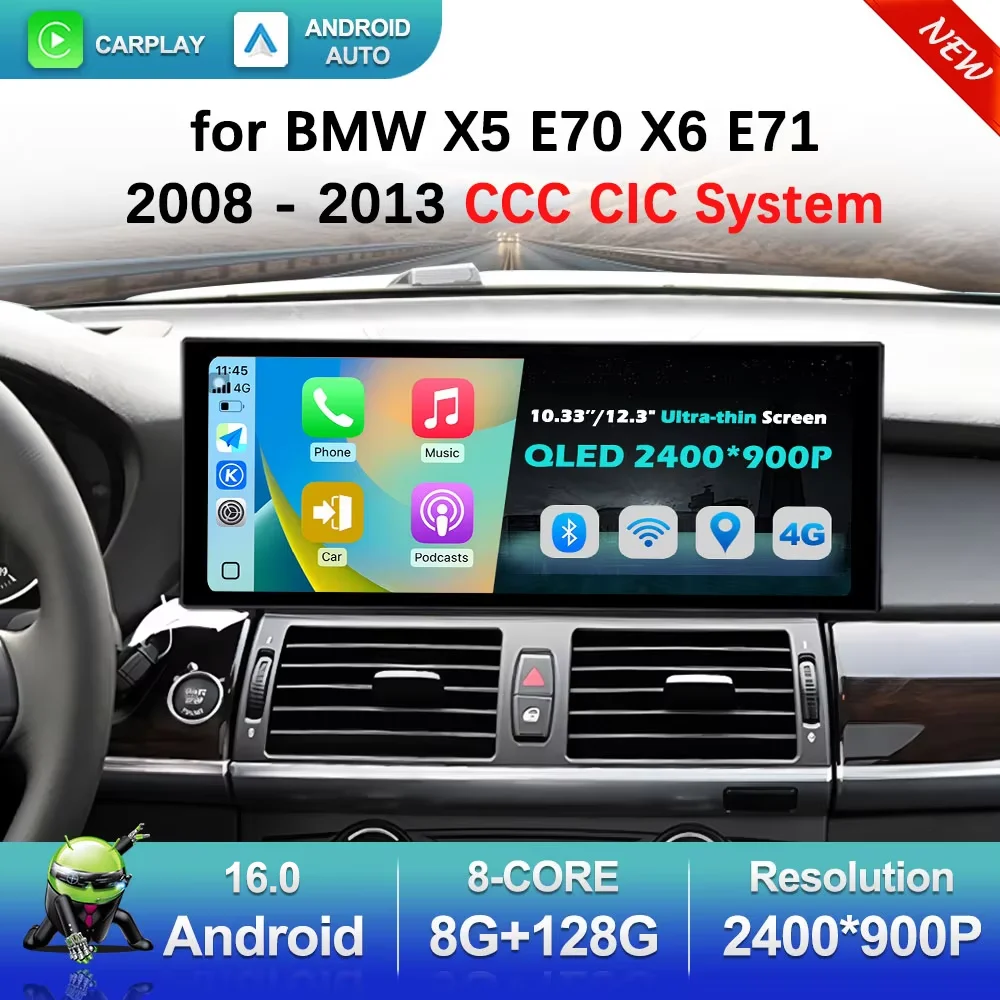 Für BMW X5 E70 X6 E71 2008-2013 CCC CIC System Carplay Android Intelligente System Auto Radio Multimedia Player GPS Navi BT WiFi Image