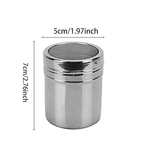 Puderzuckerstreuer, Edelstahl-Pulverstreuer, Feinsieb-Pulverstreuer, Pulverdosen mit Deckel, Mehlspender für Kakaopulver, Backzubehör, Küchenutensilien Image