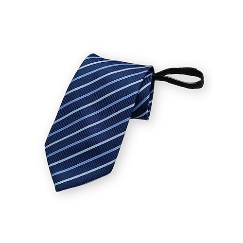 Herrenkrawatte mit Reißverschluss, vorgebundene Krawatte aus Polyester mit verdecktem Reißverschluss, klassischer gestreifter Business-Stil, in verschiedenen Farben erhältlich, für Hochzeiten, Büro und gehobene Freizeitkleidung Image