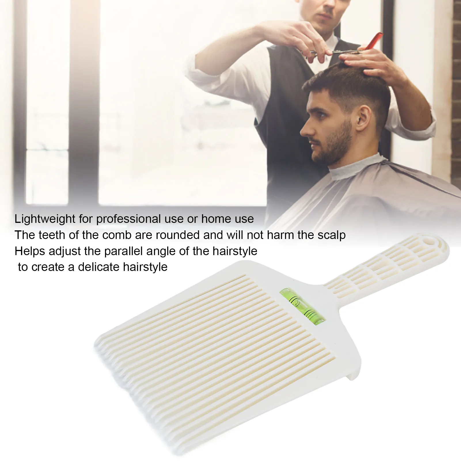 Barber Flat Top Kamm Professioneller Flat Top Kamm mit präziser Wassernivellierung Weißer Flat Top Haarkamm Image