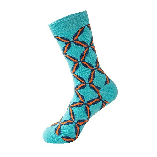 Herren 5 Paare Socken Laufsocken Freizeitsocken Blau Rote Farbe Geometrisch Outdoor Streetwear Urlaub Mittel Ganzjahres Mode Streetwear Image